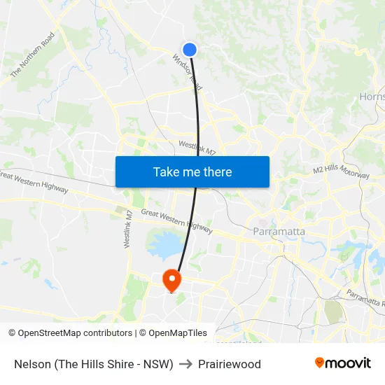 Nelson (The Hills Shire - NSW) to Prairiewood map