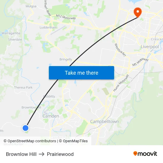 Brownlow Hill to Prairiewood map