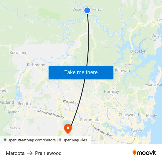 Maroota to Prairiewood map