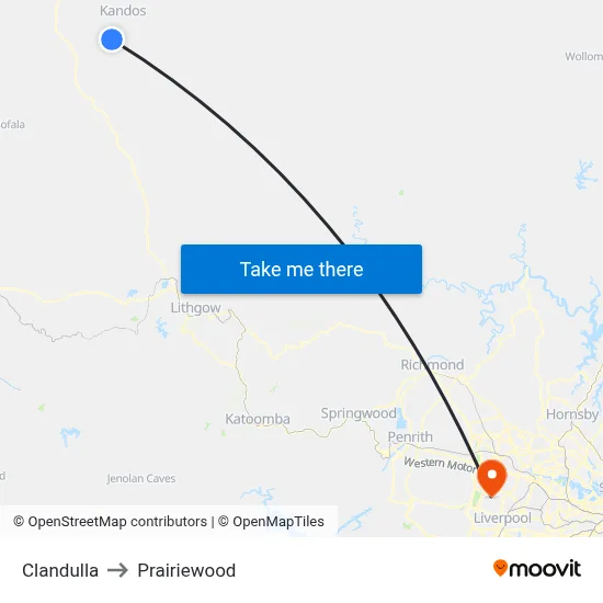 Clandulla to Prairiewood map
