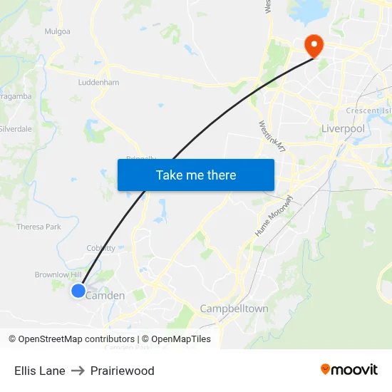 Ellis Lane to Prairiewood map