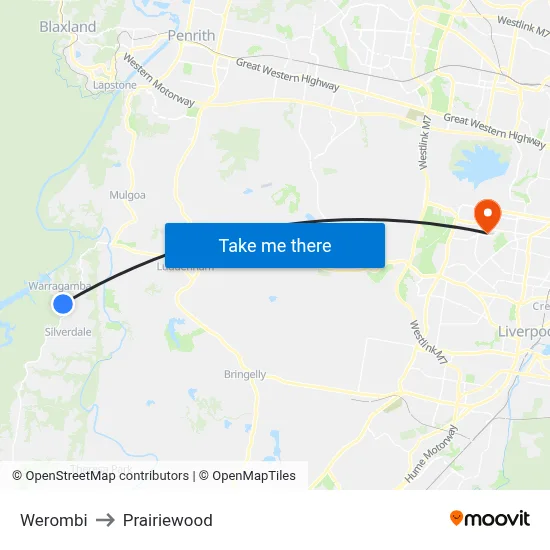 Werombi to Prairiewood map