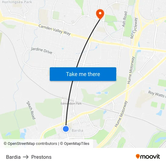 Bardia to Prestons map