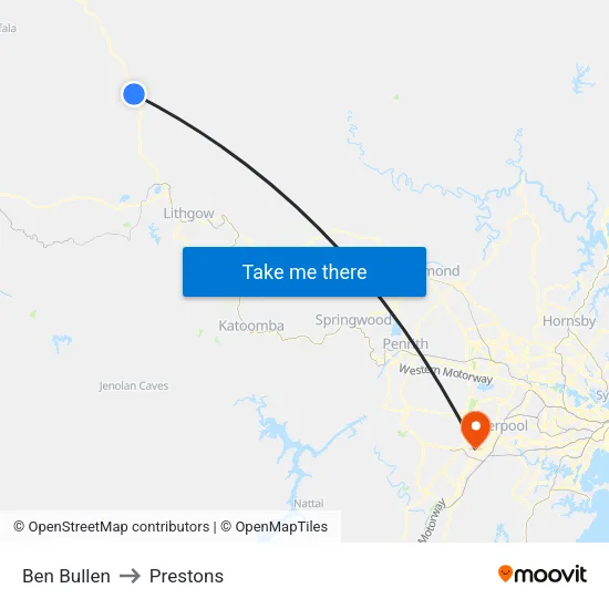 Ben Bullen to Prestons map