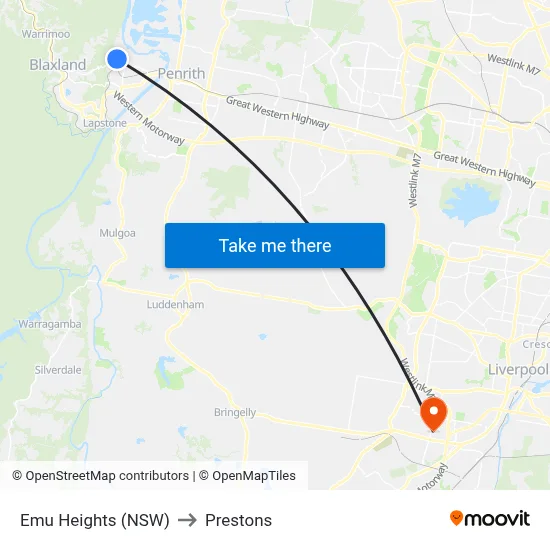 Emu Heights (NSW) to Prestons map