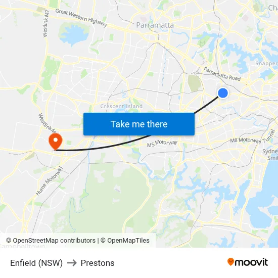 Enfield (NSW) to Prestons map