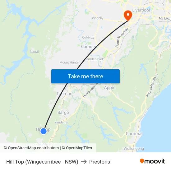 Hill Top (Wingecarribee - NSW) to Prestons map