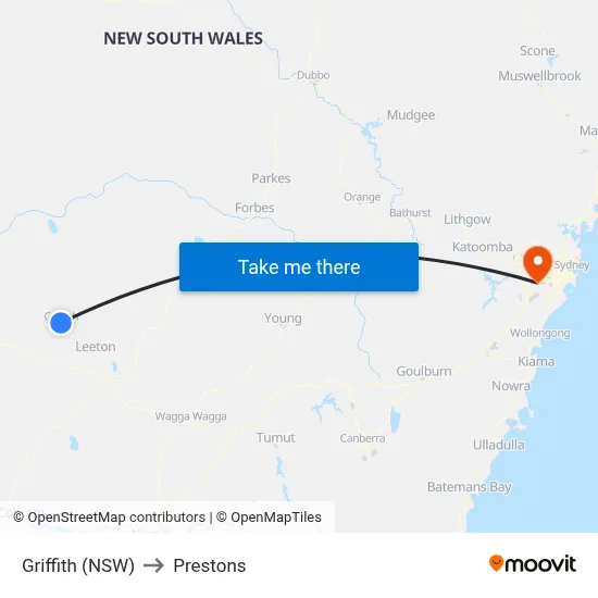 Griffith (NSW) to Prestons map