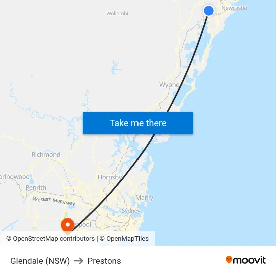Glendale (NSW) to Prestons map