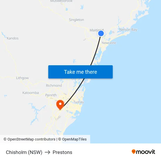 Chisholm (NSW) to Prestons map