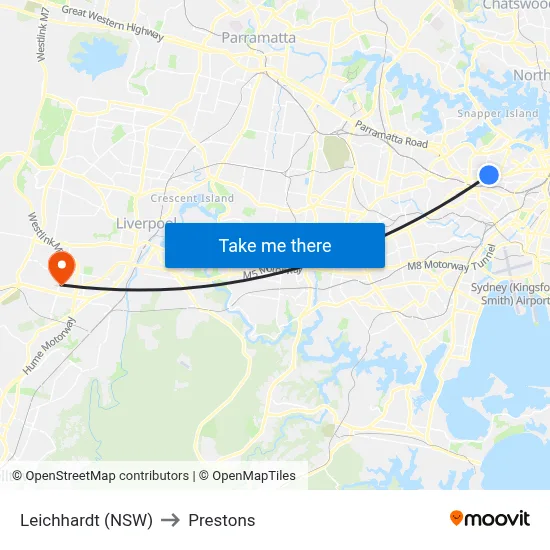Leichhardt (NSW) to Prestons map