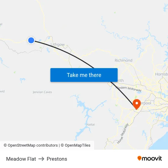 Meadow Flat to Prestons map
