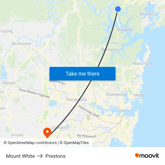 Mount White to Prestons map