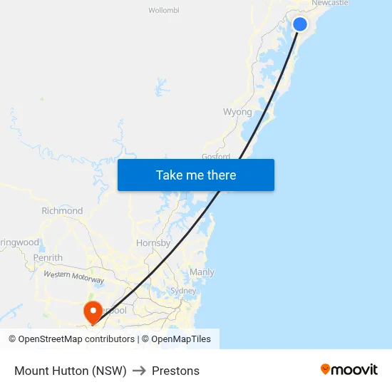 Mount Hutton (NSW) to Prestons map