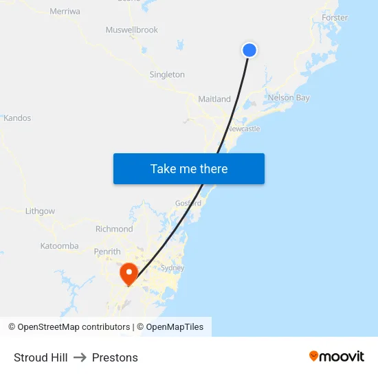Stroud Hill to Prestons map