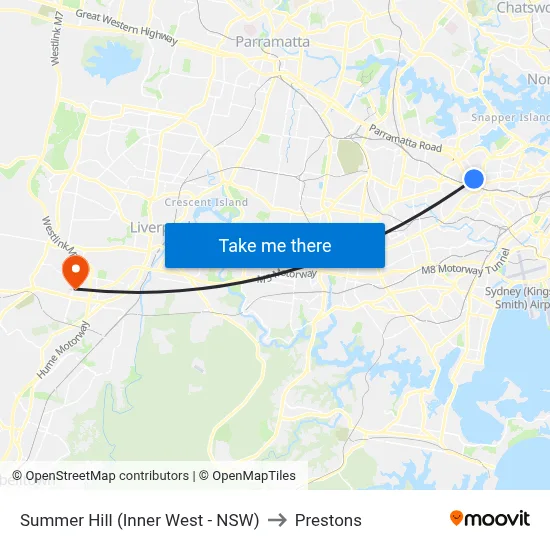 Summer Hill (Inner West - NSW) to Prestons map