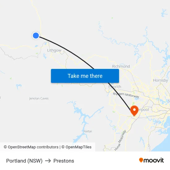 Portland (NSW) to Prestons map