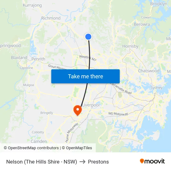 Nelson (The Hills Shire - NSW) to Prestons map