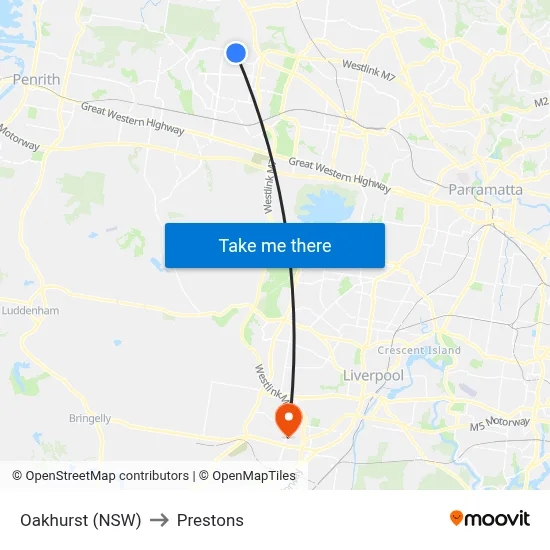 Oakhurst (NSW) to Prestons map