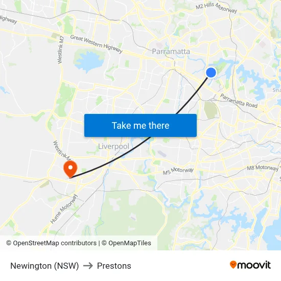 Newington (NSW) to Prestons map