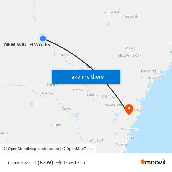 Ravenswood (NSW) to Prestons map