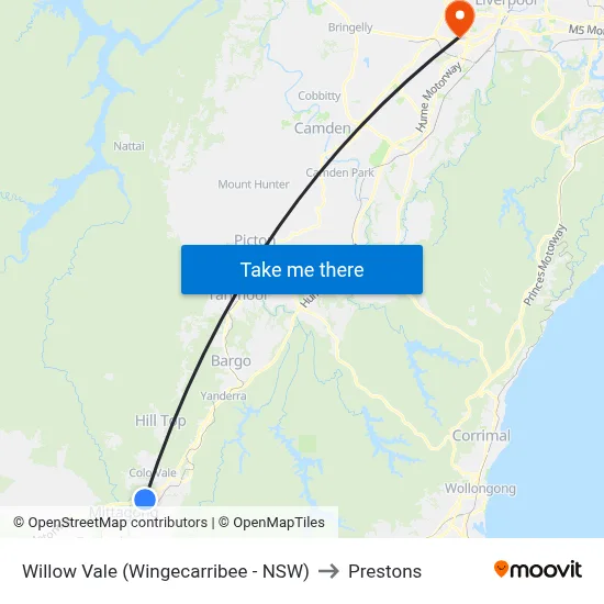 Willow Vale (Wingecarribee - NSW) to Prestons map