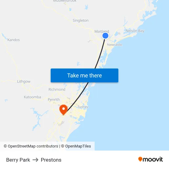 Berry Park to Prestons map