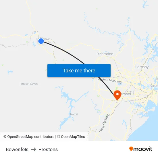 Bowenfels to Prestons map