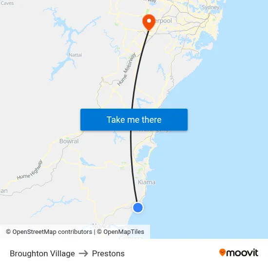 Broughton Village to Prestons map