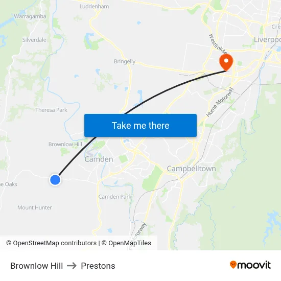 Brownlow Hill to Prestons map
