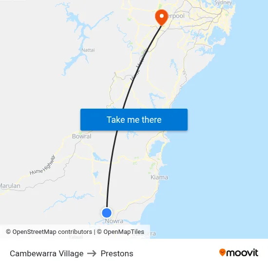 Cambewarra Village to Prestons map