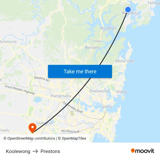 Koolewong to Prestons map