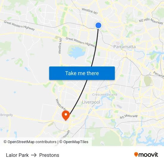Lalor Park to Prestons map