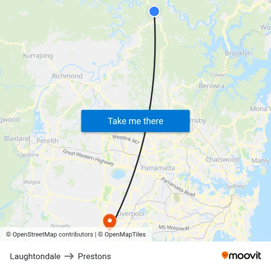Laughtondale to Prestons map