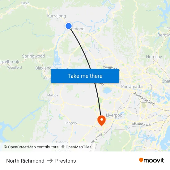 North Richmond to Prestons map