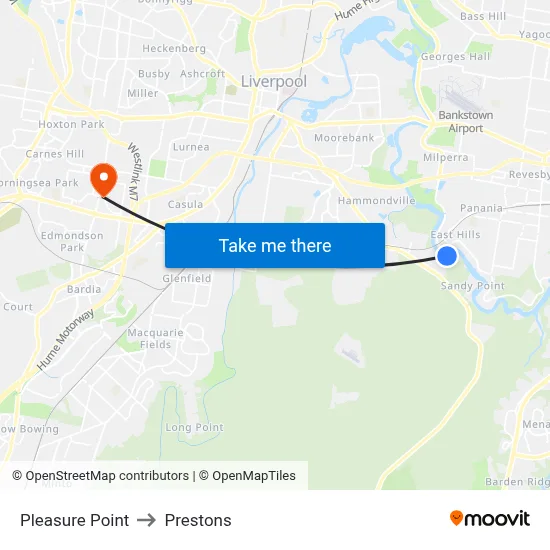 Pleasure Point to Prestons map