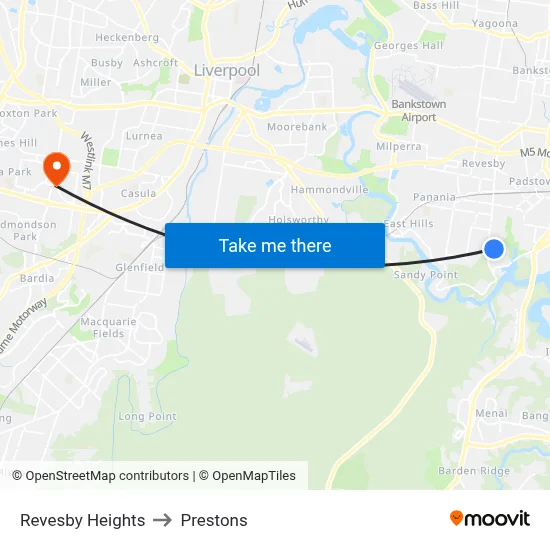 Revesby Heights to Prestons map