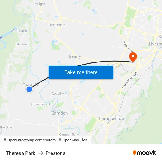 Theresa Park to Prestons map