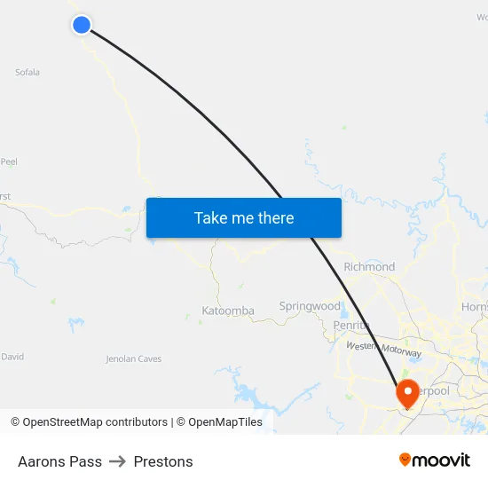 Aarons Pass to Prestons map