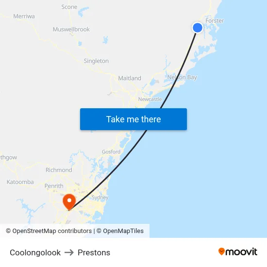 Coolongolook to Prestons map