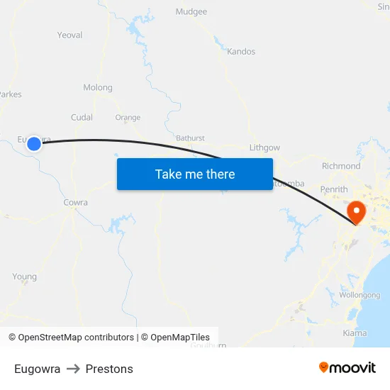Eugowra to Prestons map