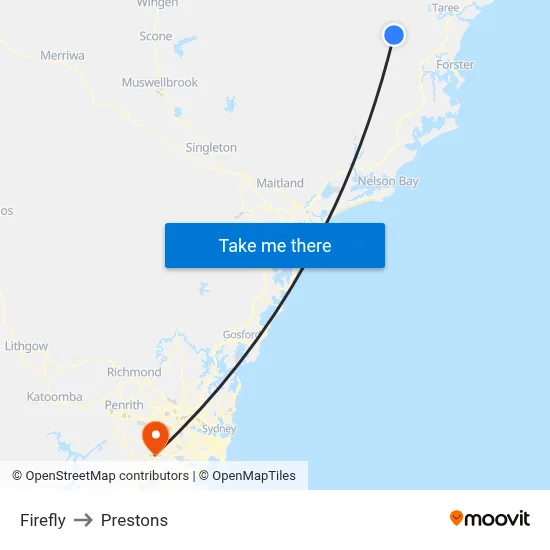 Firefly to Prestons map