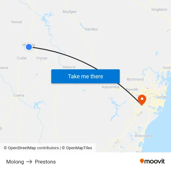 Molong to Prestons map