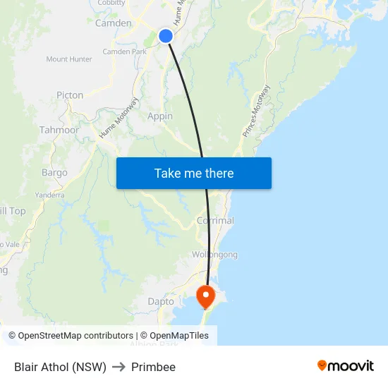 Blair Athol (NSW) to Primbee map