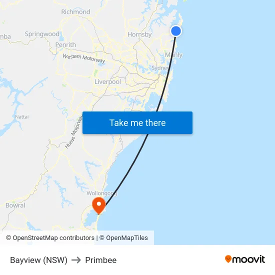 Bayview (NSW) to Primbee map