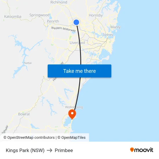Kings Park (NSW) to Primbee map