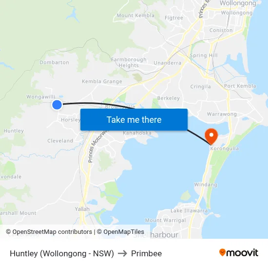 Huntley (Wollongong - NSW) to Primbee map
