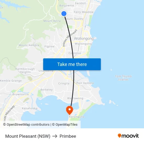 Mount Pleasant (NSW) to Primbee map