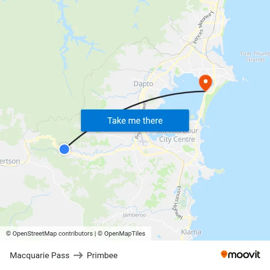 Macquarie Pass to Primbee map