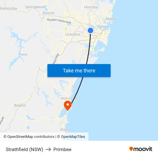 Strathfield (NSW) to Primbee map